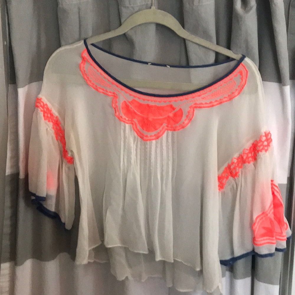 Sheer embroidered crop top